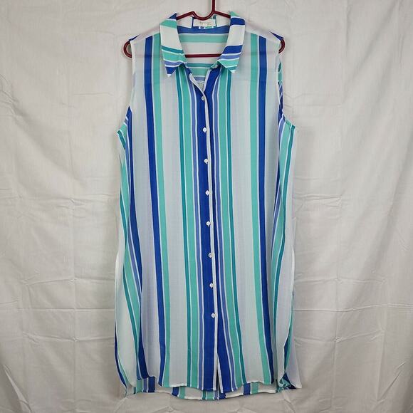 Turo By Vince Camuto Womens Multicolor Striped Sleeveless Swimset Cover Size XL - Picture 1 of 10
